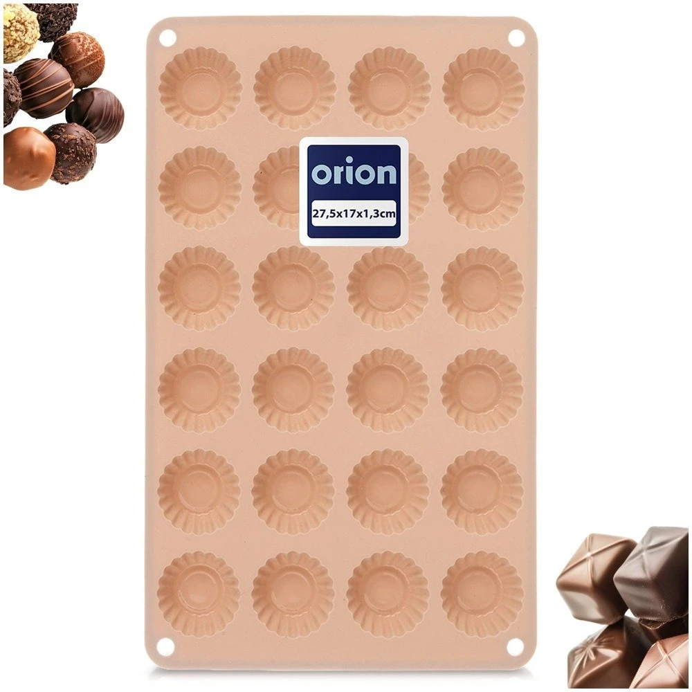Silikoninė kepimo forma 24 mini keksiukams, smėlio spalvos, 27,5 × 17 × 1,3 cm
