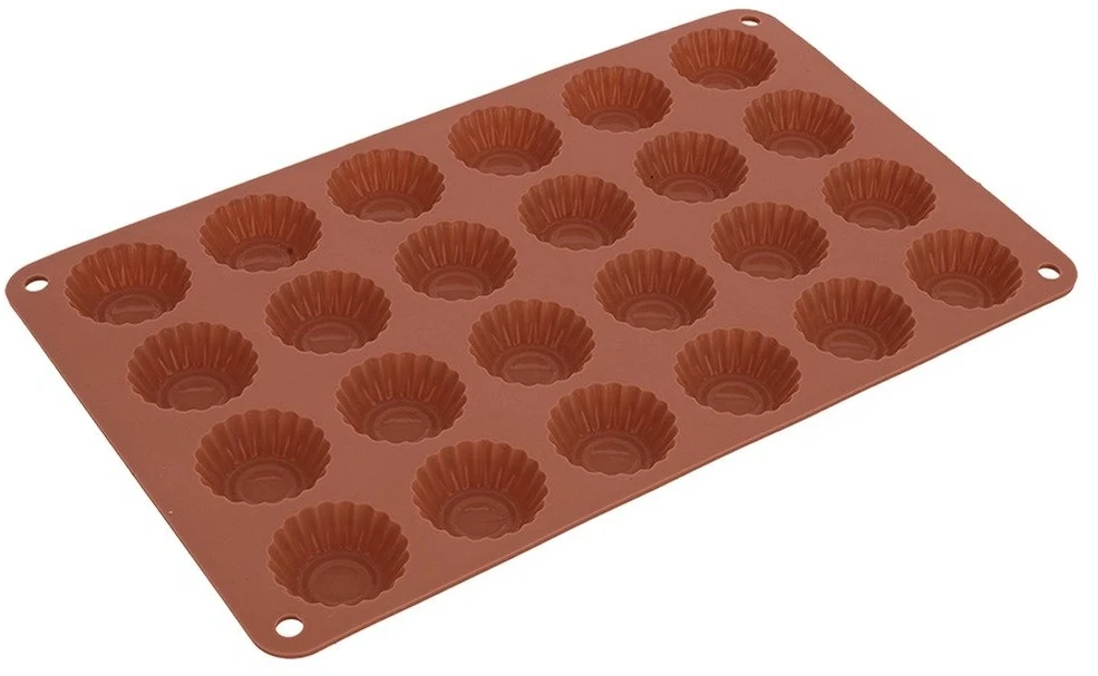Silikoninė kepimo forma 24 mini keksiukams, ruda, 27,5 × 17 × 1,3 cm