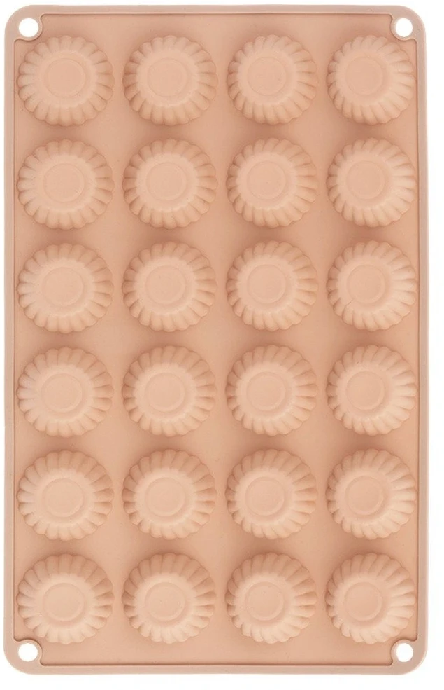 Silikoninė kepimo forma 24 mini keksiukams, smėlio spalvos, 27,5 × 17 × 1,3 cm