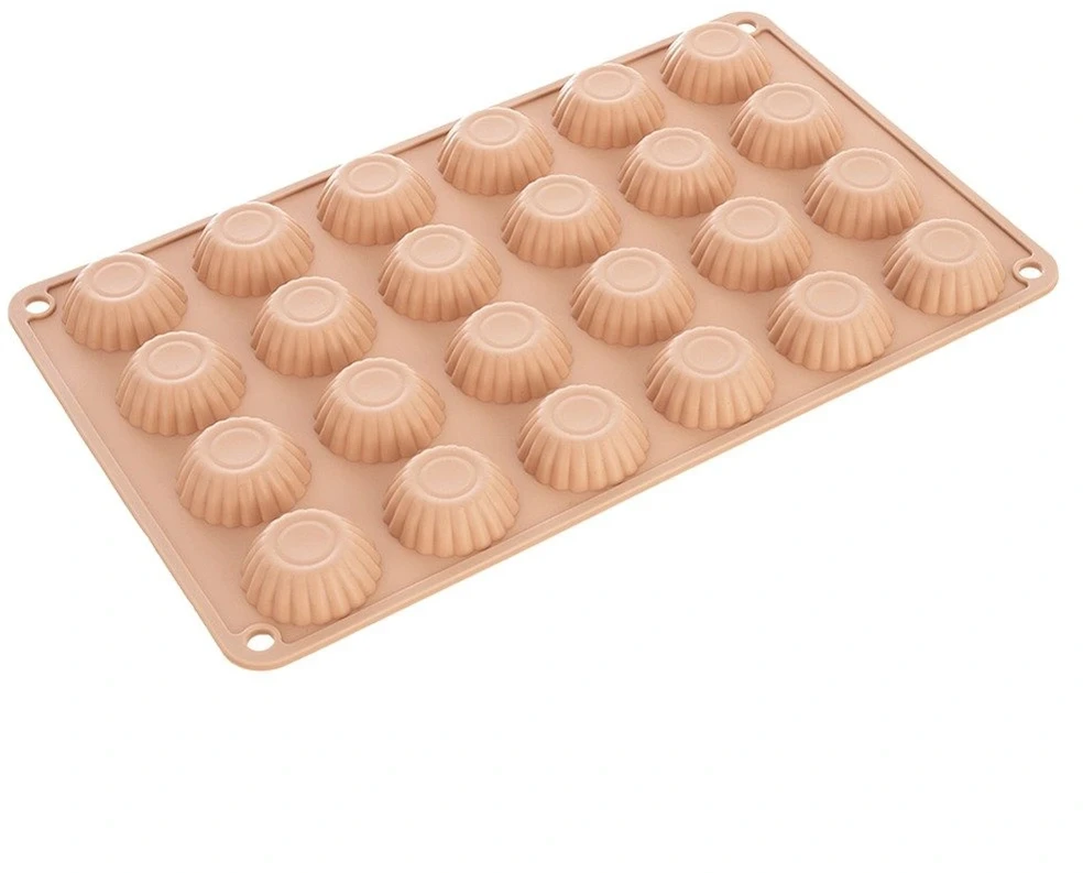 Silikoninė kepimo forma 24 mini keksiukams, smėlio spalvos, 27,5 × 17 × 1,3 cm