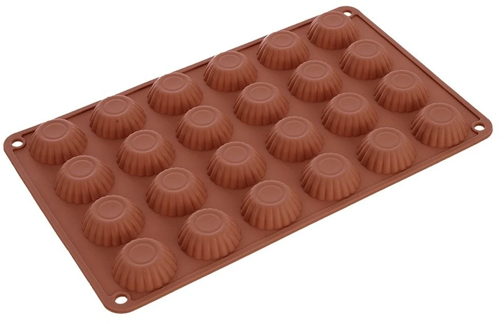 Silikoninė kepimo forma 24 mini keksiukams, ruda, 27,5 × 17 × 1,3 cm