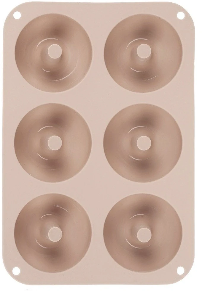 Silikoninė spurgų kepimo forma 6 ertmių, smėlio spalvos, 25,5 × 17,5 × 3,5 cm