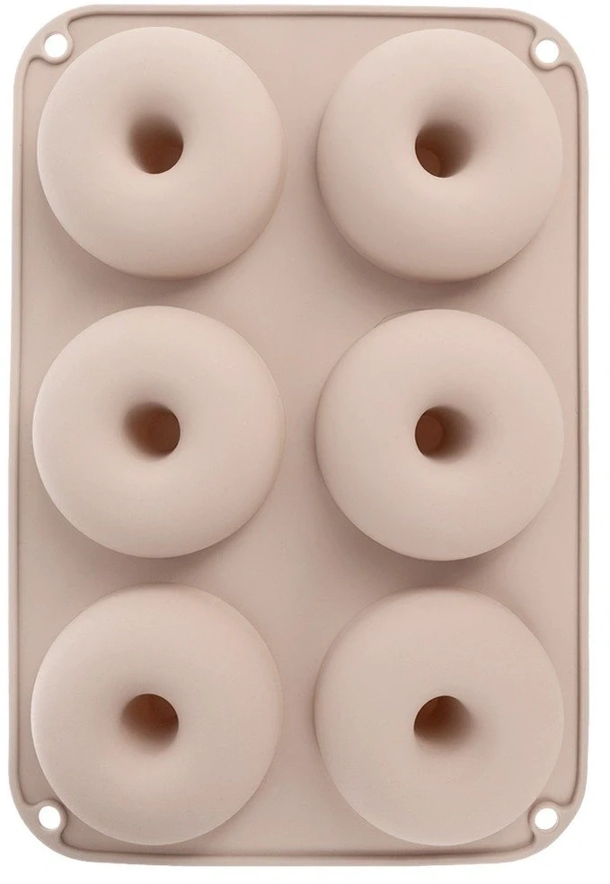 Silikoninė spurgų kepimo forma 6 ertmių, smėlio spalvos, 25,5 × 17,5 × 3,5 cm