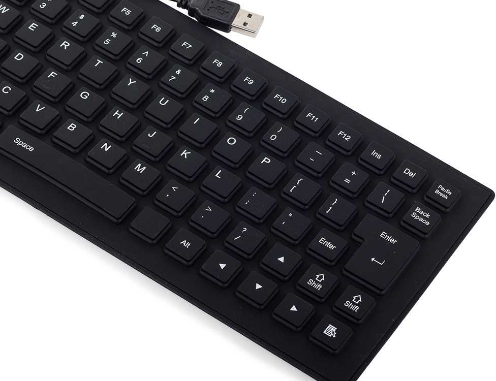 Silikoninė USB klaviatūra, juoda, 35,5x13,5 cm