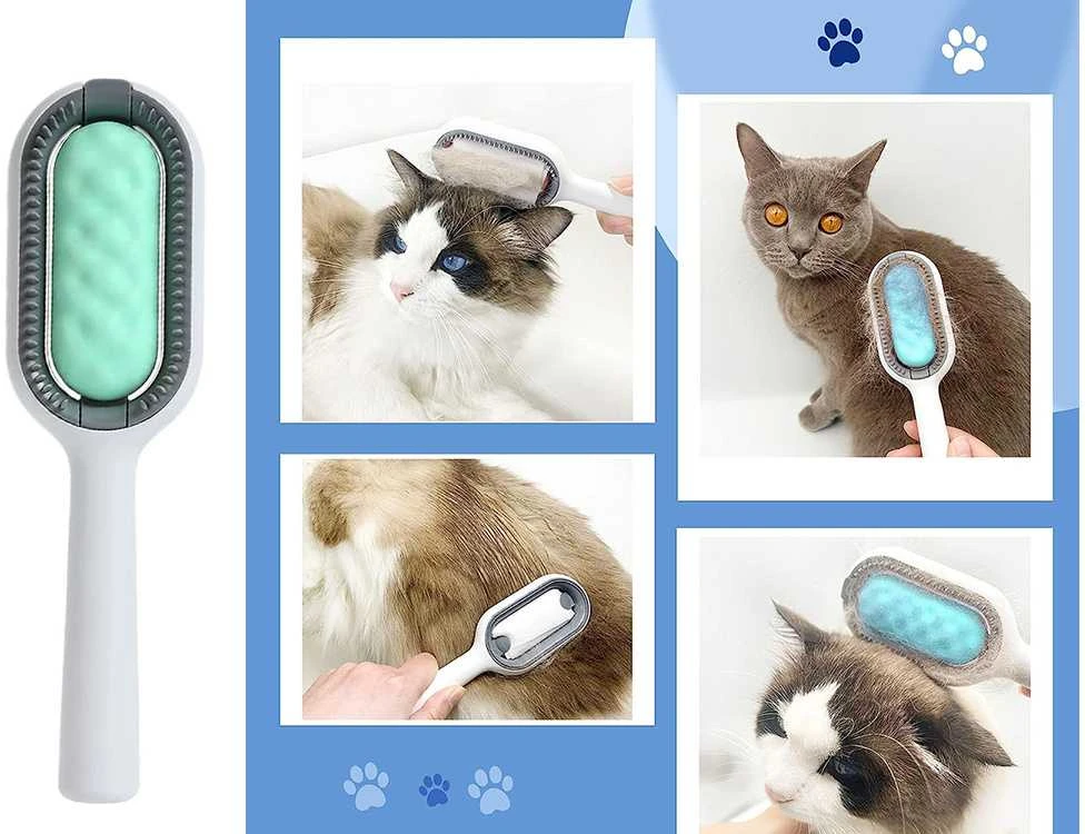 Silikoninis šukavimo šepetys gyvūnams 3-in-1, 19 cm