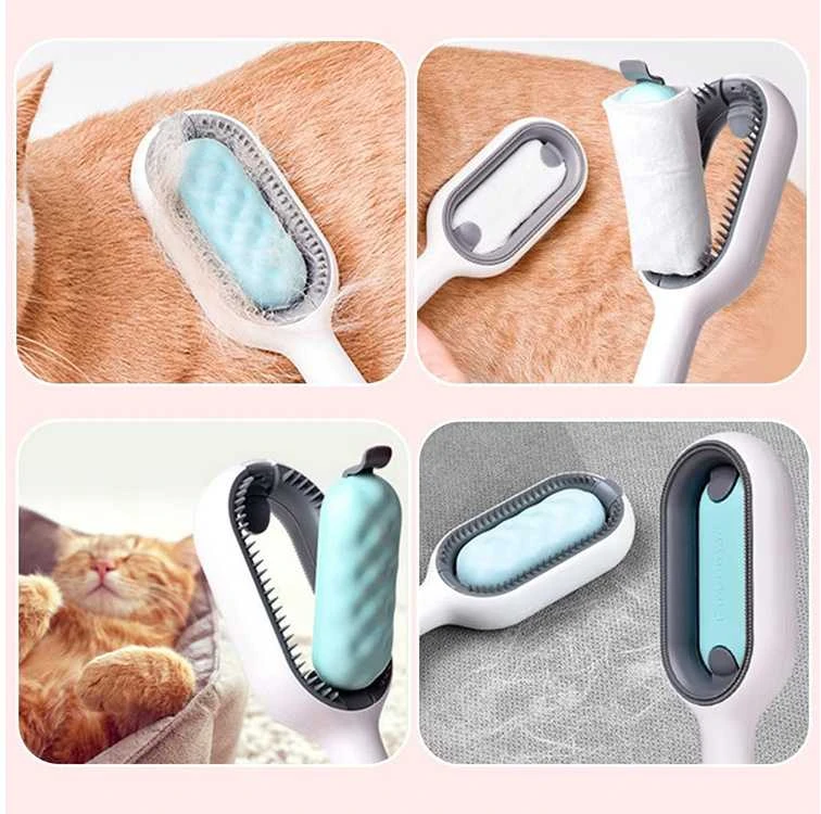 Silikoninis šukavimo šepetys gyvūnams 3-in-1, 19 cm