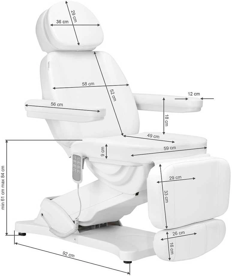 Activeshop Kosmetologinis krėslas SILLON CLASSIC 4 MOTOR ELECTRIC Baltas