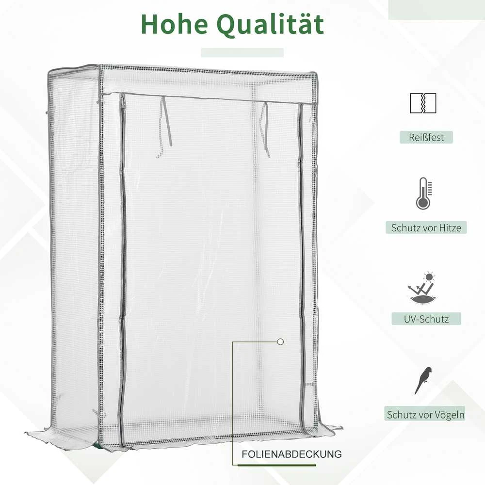 Outsunny šiltnamis su PE tinklelio plėvele, durimis, žiemai atsparus plieno plėvelinis šiltnamis, šiltnamis balkonui, sodui, pomidorų namelis 101 x 50 x 150 cm, šiltnamis pomidorams, daržovėms, gėlėms, baltas