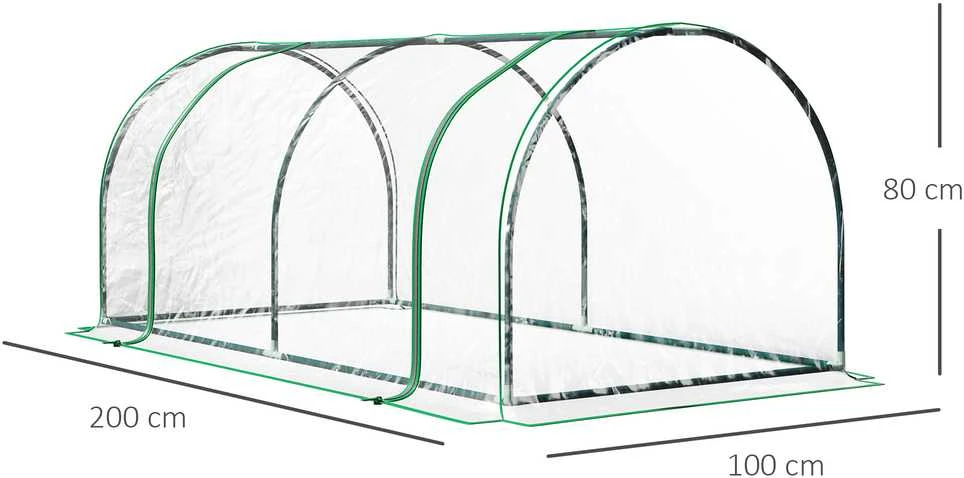 "Outsunny" šiltnamis su durimis, šaldymo rėmas, augalų auginimui, plieno PVC, 200x100x80cm