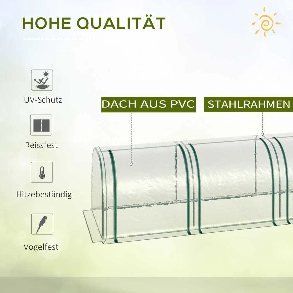 Outsunny plėvelinis šiltnamis, šiltnamis, šiltadaržis su durimis, daigykla, augalų namelis, augalų auginimui, plėvelė, plienas, skaidrus, 295 x 100 x 80 cm
