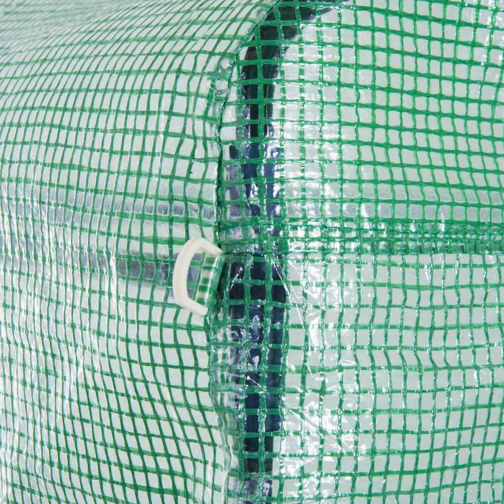 Outsunny plėvelinis šiltnamis, polietileno tunelis, 6x3x2 m, erdvus, su UV apsauga, pakeliamais šonais, plieno rėmas, žalias