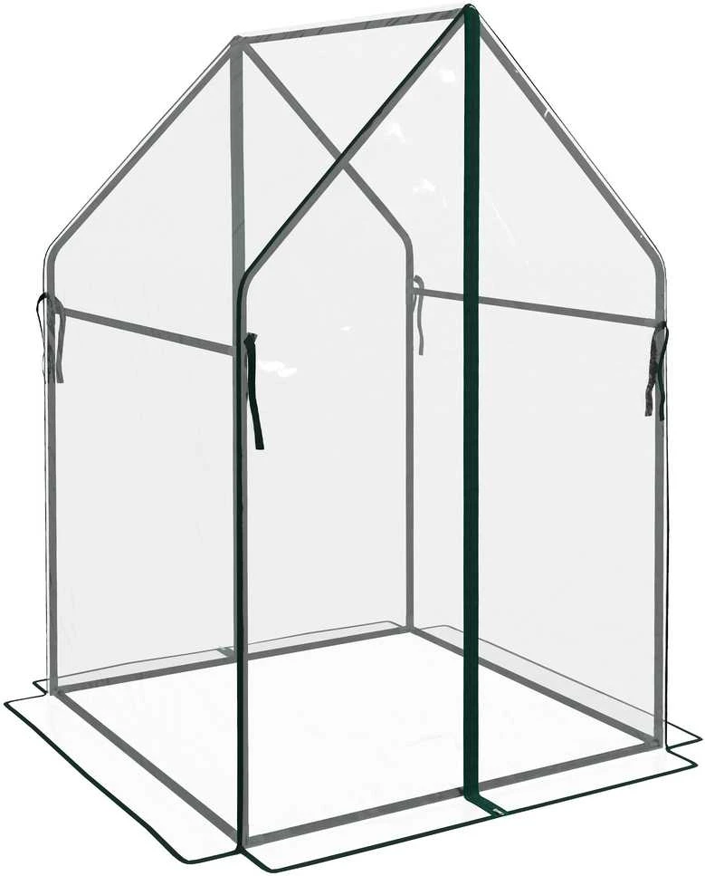 Outsunny plėvelinis šiltnamis, šiltnamis, šiltadaržis su dvigubomis durimis, vėjui atsparus pomidorų namelis, augalų namelis sodui, PE, skaidrus, 90 x 90 x 145 cm