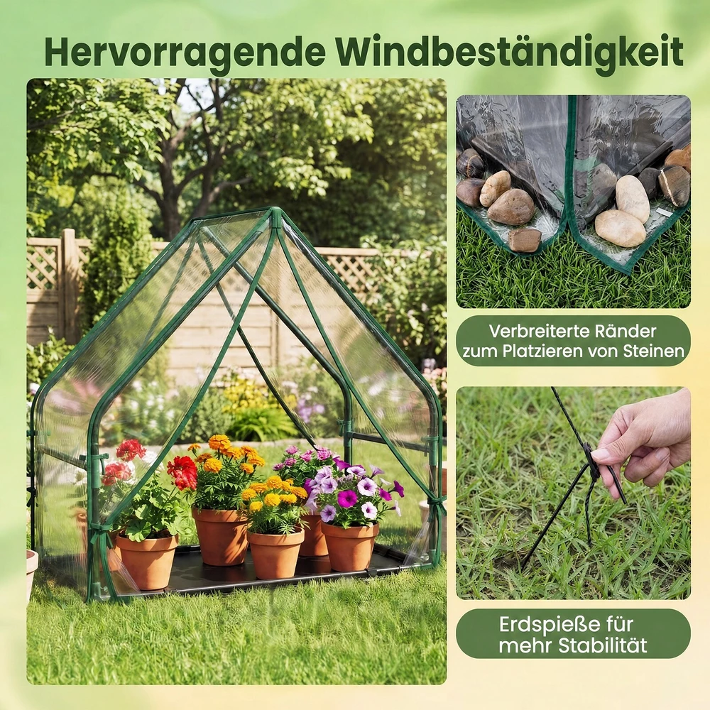 Šiltnamis su metaliniu rėmu ir dugno kilimėliu, skaidrus, 91,4 × 50,8 × 86,4 cm