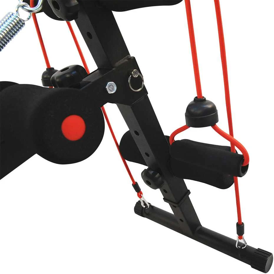HOMCOM pilvo preso treniruoklis, treniruočių suoliukas, atsispaudimų suoliukas su pasipriešinimo gumomis, reguliuojamas, iki 120 kg, 37,5x55,5x50-68 cm