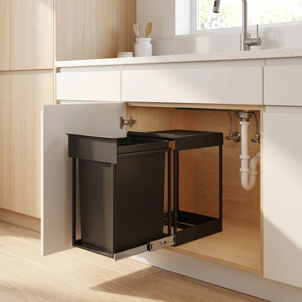 Songmics Šiukšliadėžė 20 l juoda