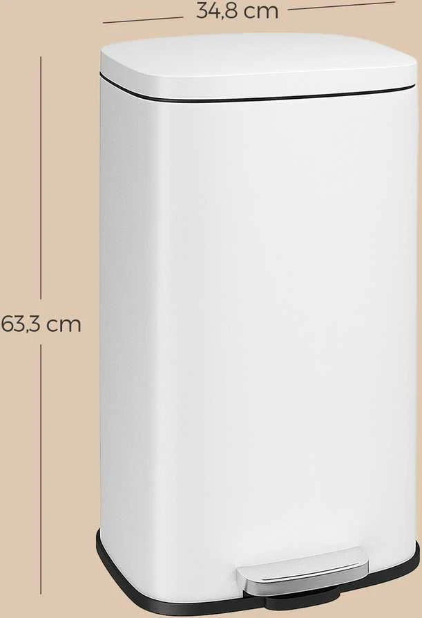 SONGMICS šiukšlių dėžė virtuvė, 30 litrų, šiukšlių dėžė