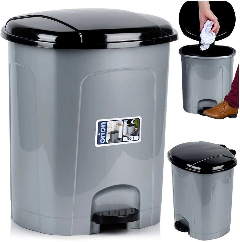 Amer Box Plasticinės pedalų šiukšlių dėžės 30 l, pilka