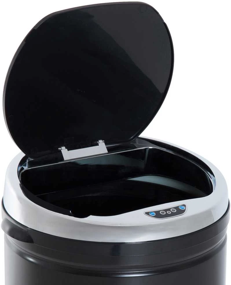 HOMCOM 50L sensorinė šiukšliadėžė, automatinė atliekų dėžė, nerūdijančio plieno virtuvinė šiukšliadėžė, infraraudonųjų spindulių jutiklis, juoda, nerūdijantis plienas