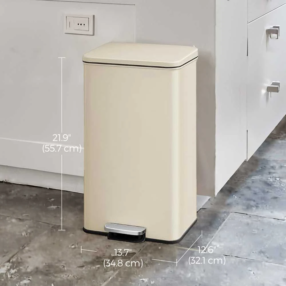 Songmics Šiukšliadėžė 40 l plieno smėlio spalvos