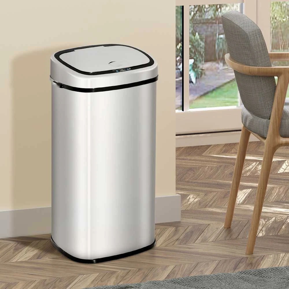 HOMCOM automatinė šiukšliadėžė su jutikliu, virtuvinė, nerūdijantis plienas, sidabrinė, 68 l