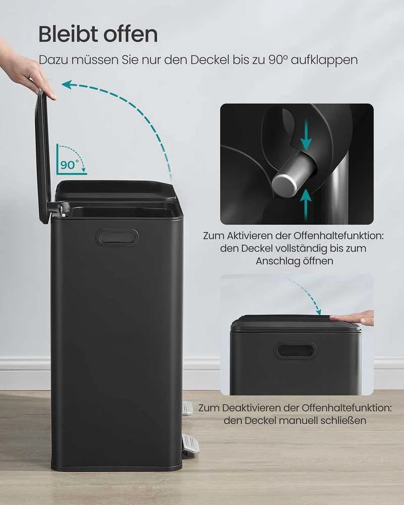 Songmics Šiukšliadėžė su dviem skyriais ir Softclose pedalu