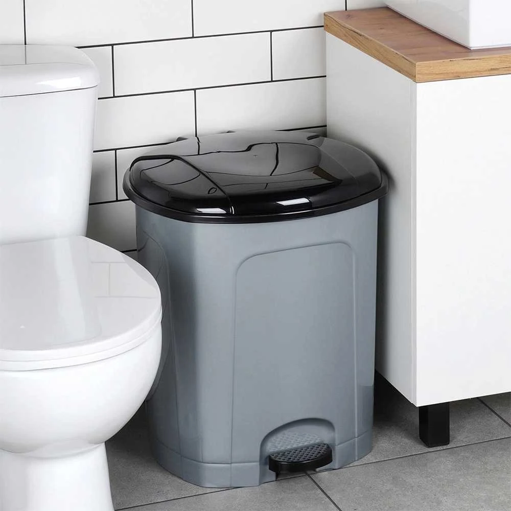 Amer Box Talpus plastikinis pedalinis šiukšlinė 50 l pilkai