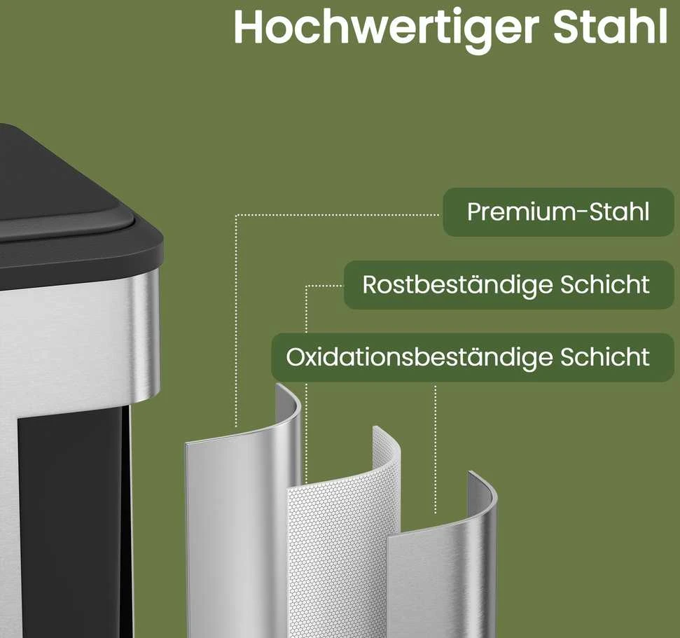 Songmics Virtuvės šiukšlių dėžė sidabrinės spalvos metalu