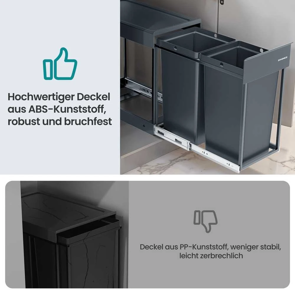 Songmics Šiukšlių dėžė 2 x 15 l