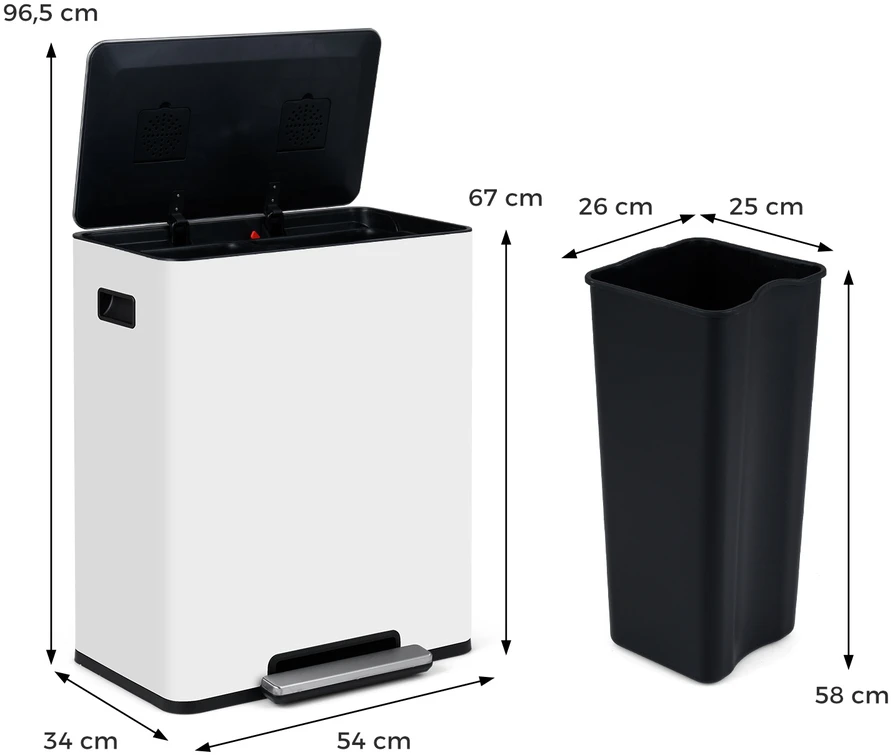 Šiukšlių dėžė 60 l balta