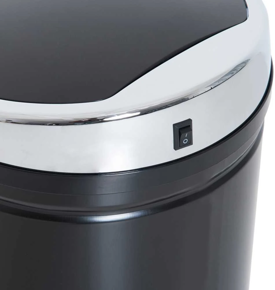 HOMCOM 42L jutiklinė šiukšliadėžė, elektrinis automatinis atliekų krepšys su dangčiu, nerūdijantis, voniai, biurui, virtuvei, valgomajam, plieno, juodas