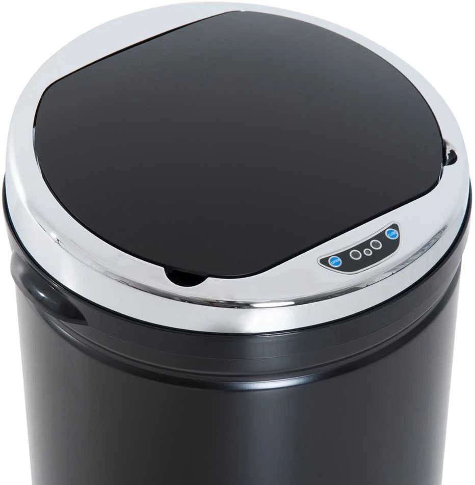 HOMCOM 42L jutiklinė šiukšliadėžė, elektrinis automatinis atliekų krepšys su dangčiu, nerūdijantis, voniai, biurui, virtuvei, valgomajam, plieno, juodas