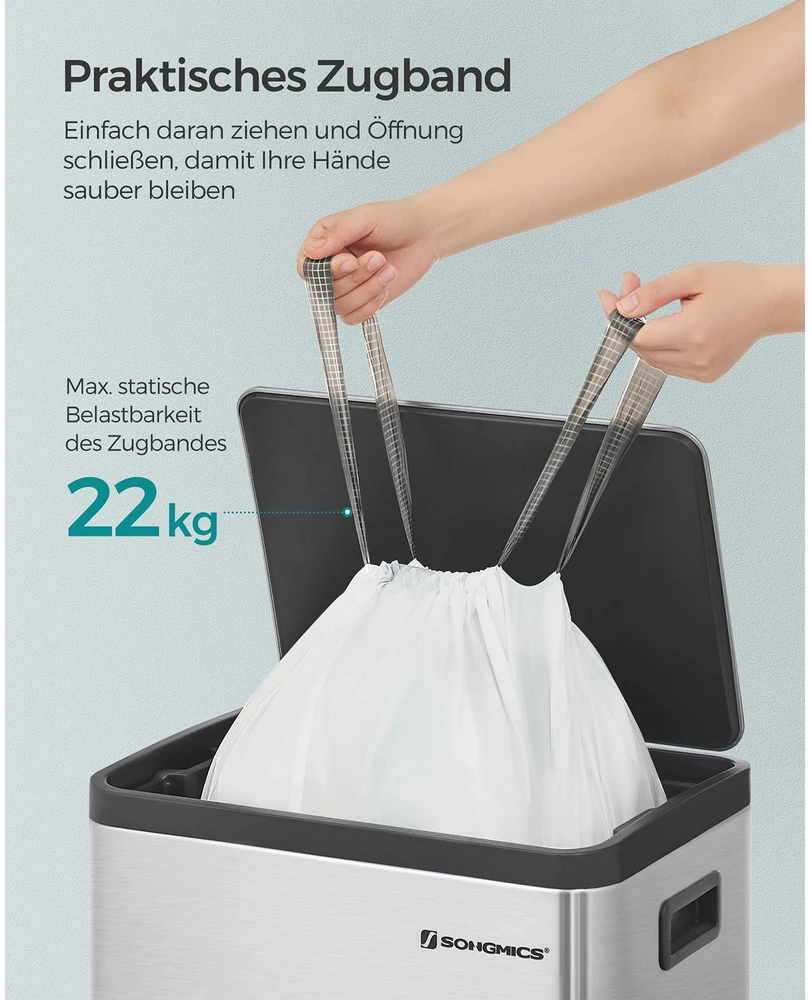 Songmics 50 litrų talpos šiukšliadėžių įdėklai su virvele 2 x 40 vnt.