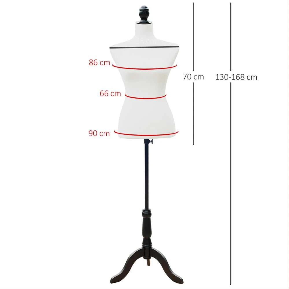 HOMCOM manekeno liemuo, siuvimo manekenas, vitrininis manekenas, putplastis, medis, metalas, baltas