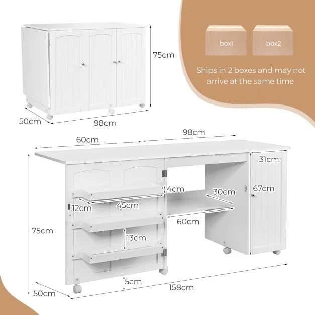 Siuvimo stalas 158 x 50 x 75 cm baltas