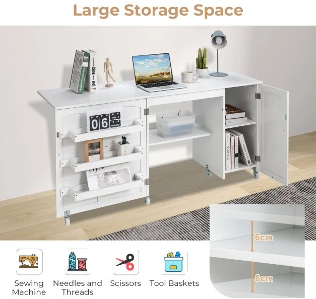 Siuvimo stalas 158 x 50 x 75 cm baltas