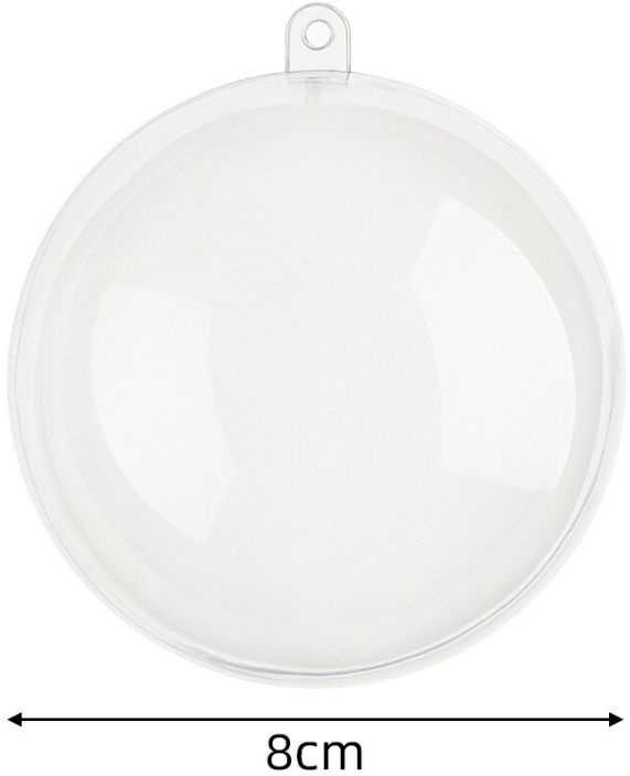 Skaidrios plastikinės kalėdinės dekoracijos, 8 cm, 12 vnt.