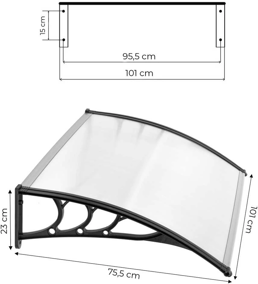 MultiGarden Skaidrus stogelis virš durų, 75,5x101 cm