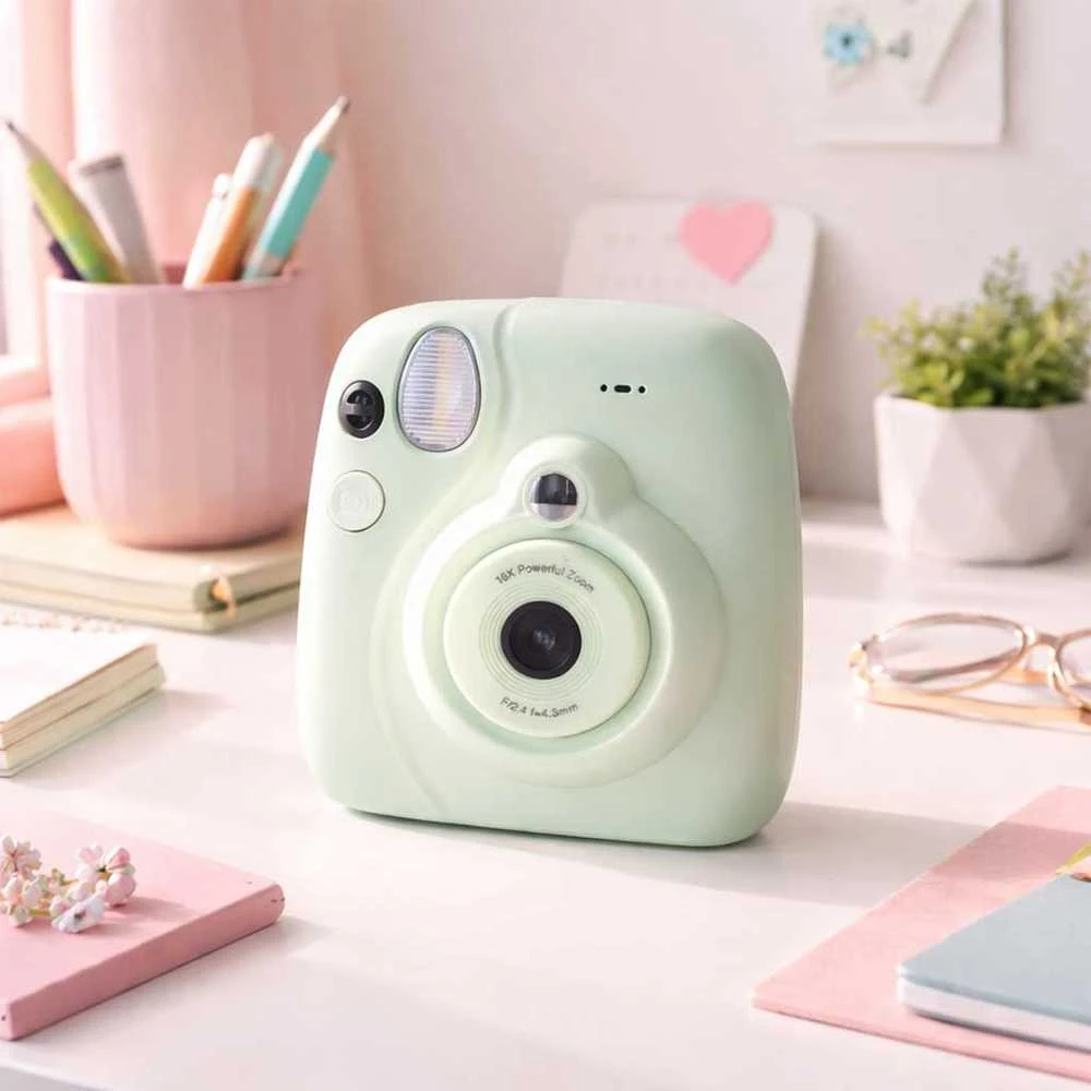 KIK Skaitmeninis momentinis fotoaparatas 16x 128GB kasetės, žalios spalvos žymekliai