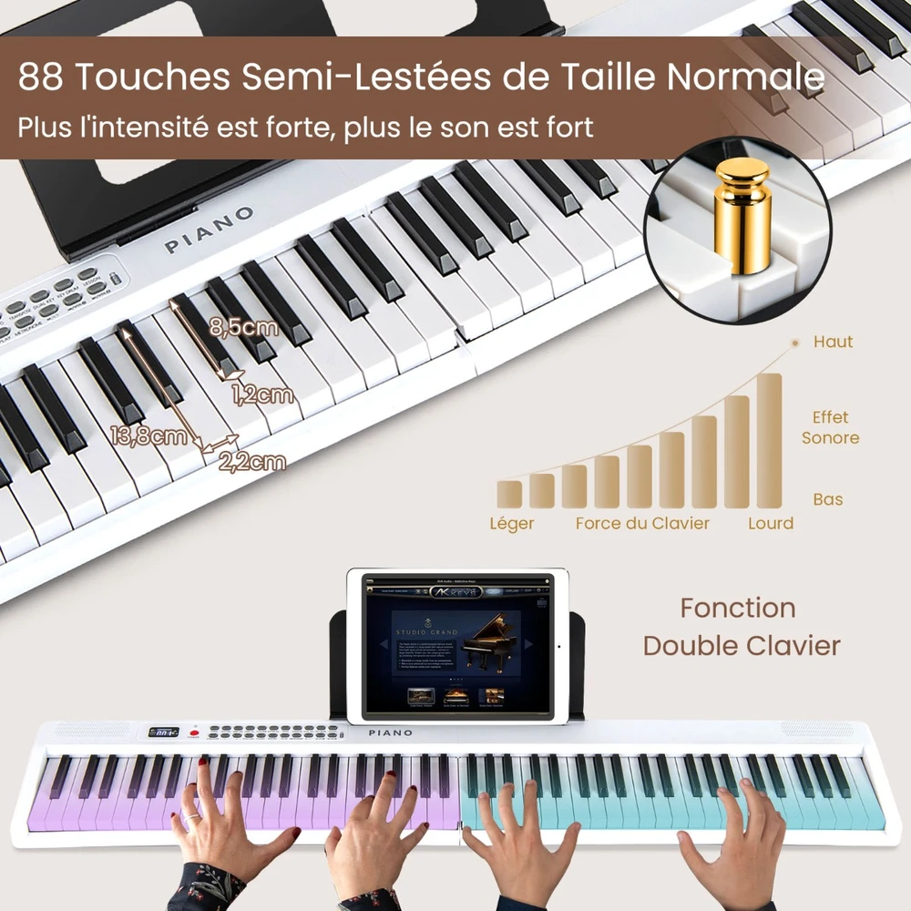 Skaitmeninis pianinas 88 klavišų baltas
