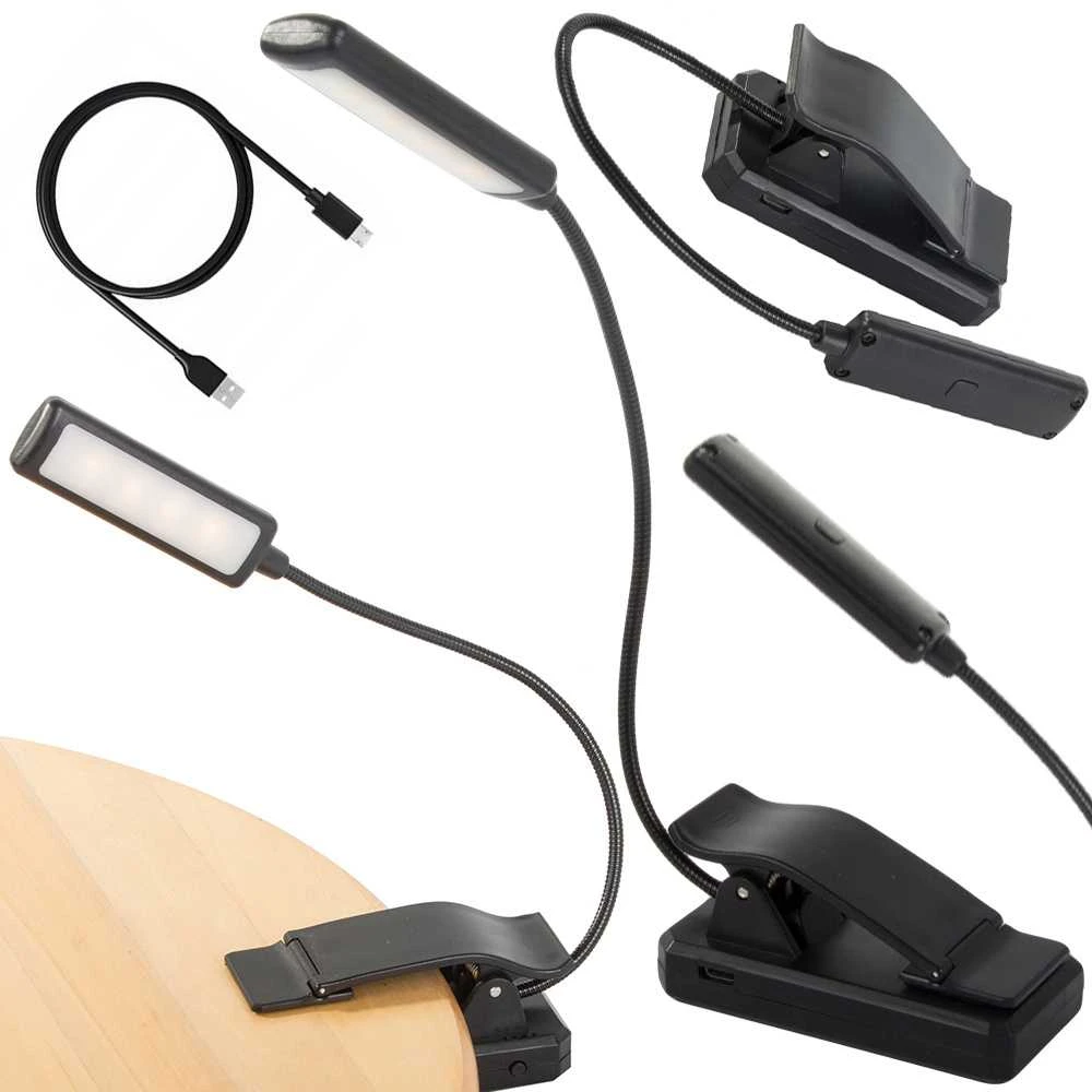 Skaitymo lempa su klipsu 9 LED, 3 šviesos režimai