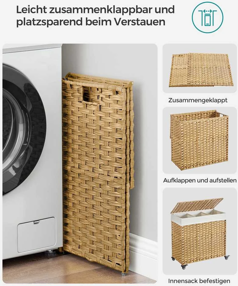 Skalbinių dėžė SONGMICS 66x33x60 cm su 3 skyriais