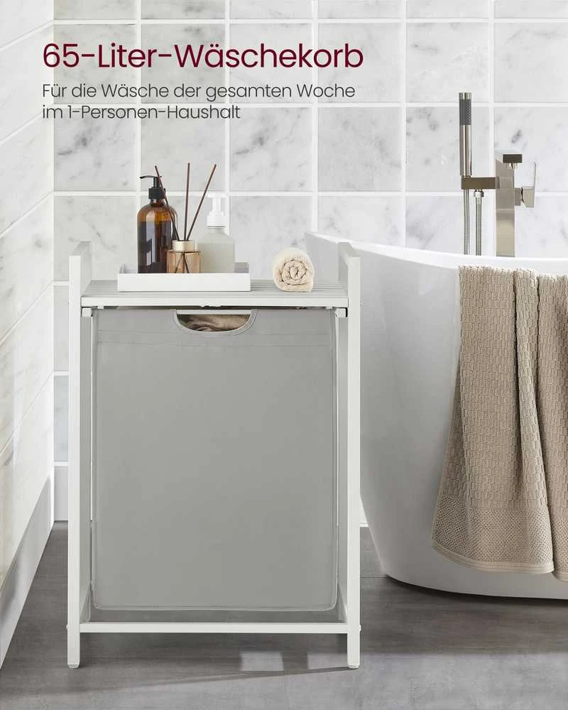 Songmics Skalbinių dėžė su lentyna 65 L plieno ir MDF