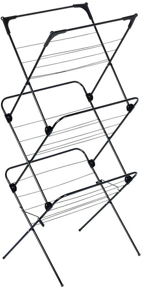 Skalbinių džiovyklė Vilde 61x58x136 cm, trijų lygių, juoda