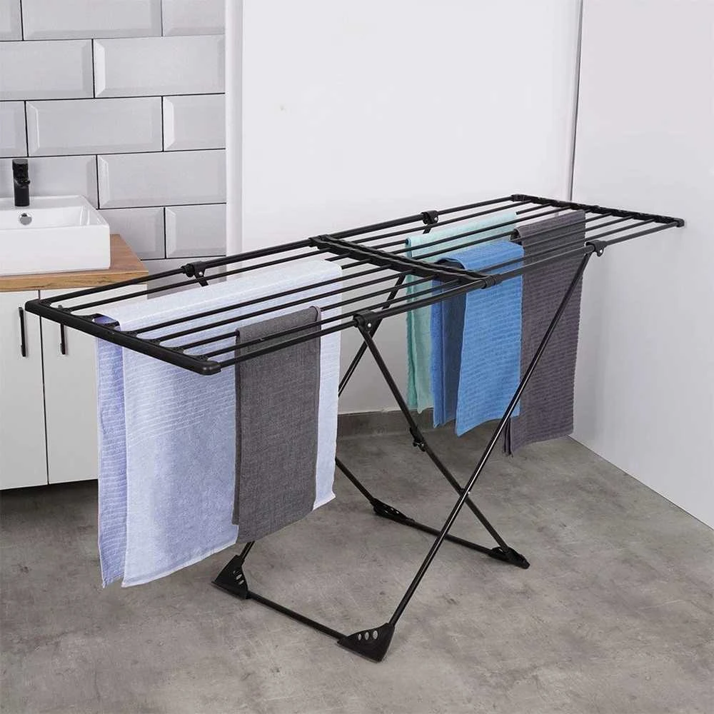 Vilde Skalbinių džiovykla metalinė juoda pailginama XXL 110-189 cm