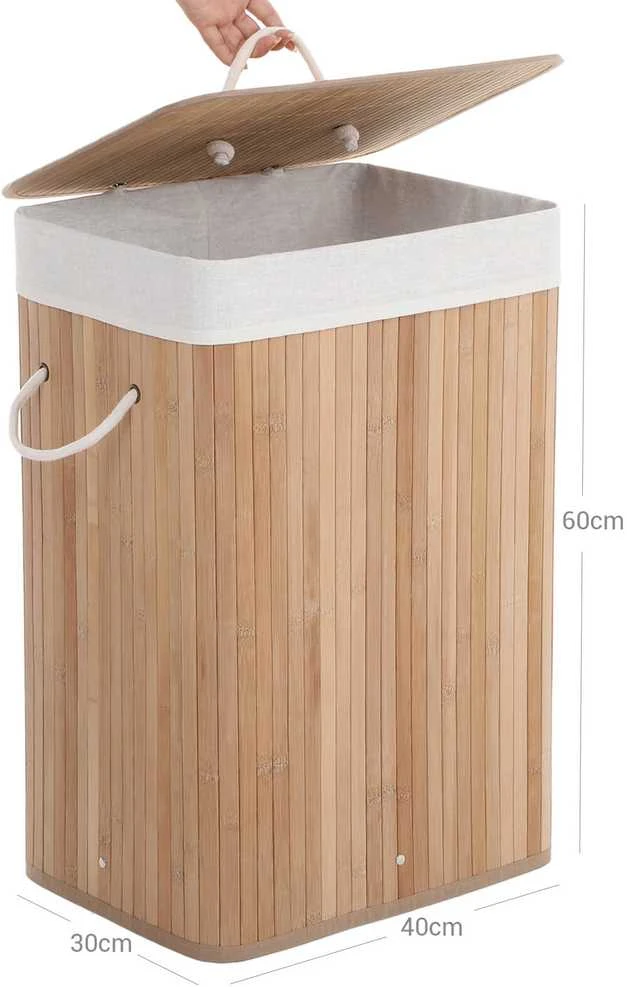 Songmics Bambuko skalbinių dėžė 72 L