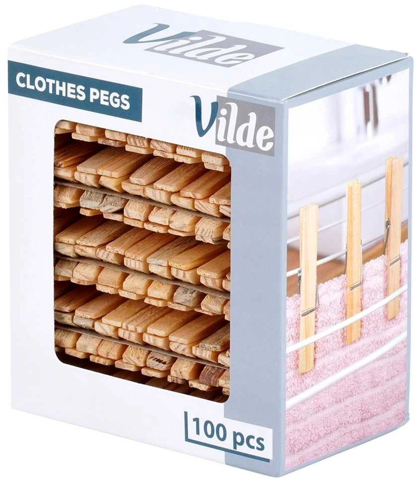 Vilde Skalbinių segtukai bambukiniai 100 vnt.