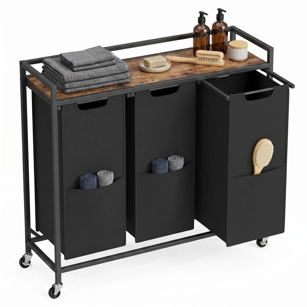 Songmics Skalbinių vežimėlis 93 x 32 x 93 cm