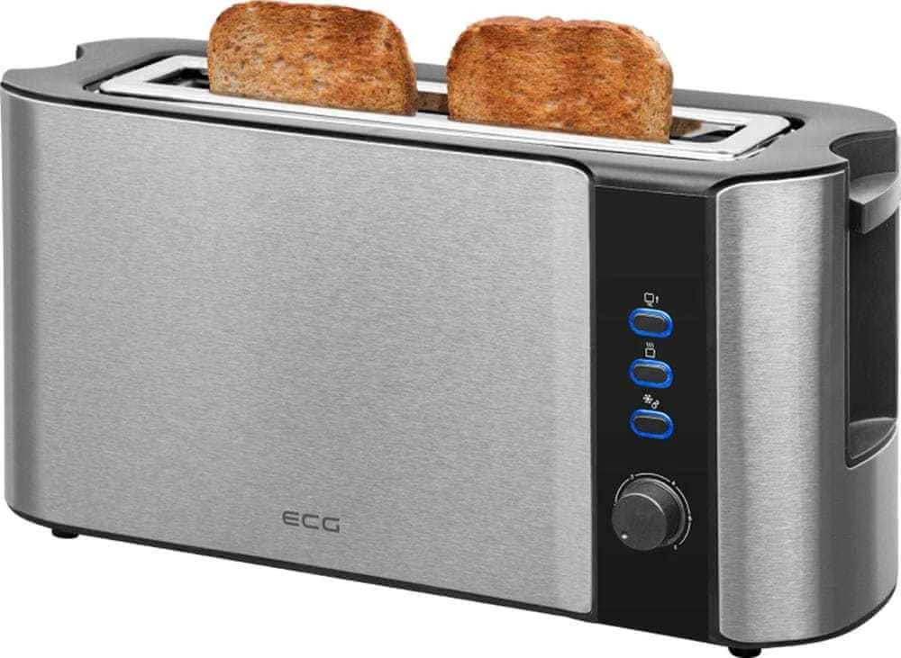 EKG ECGST10630SS Skrudintuvas, 1000W, 1 lizdas 2 skrudintuvams, temperatūros reguliavimas, Juodas/Inox spalva