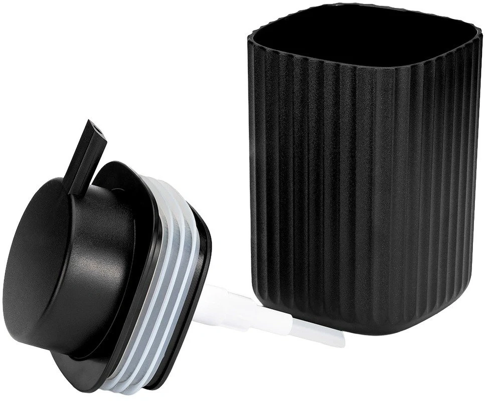 Skysto muilo dozatorius 300 ml, juodas, 7,5 × 7,5 × 13 cm