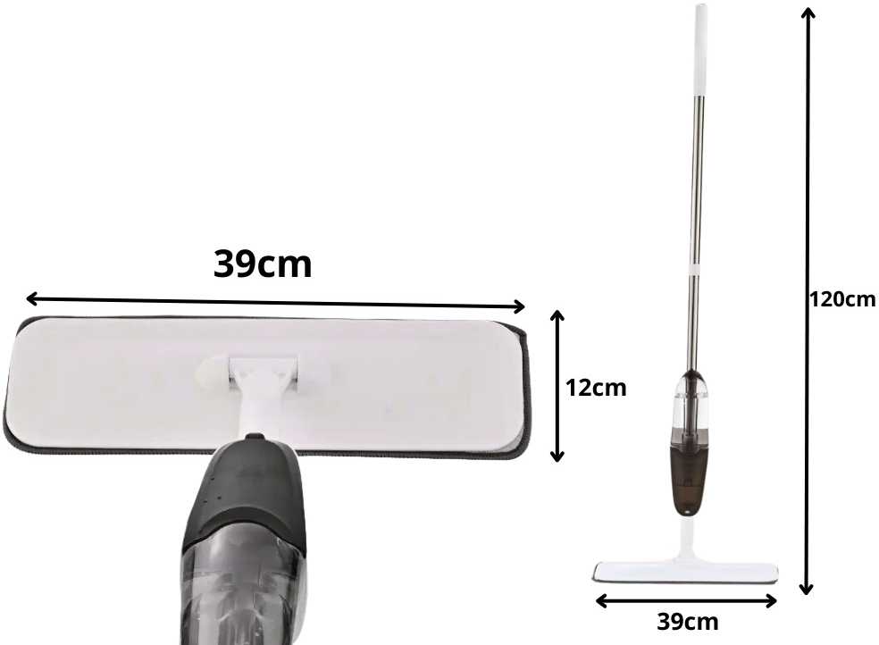 Šluota su purškikliu 120 cm su 350 ml talpa ir 3 mikrofibros
